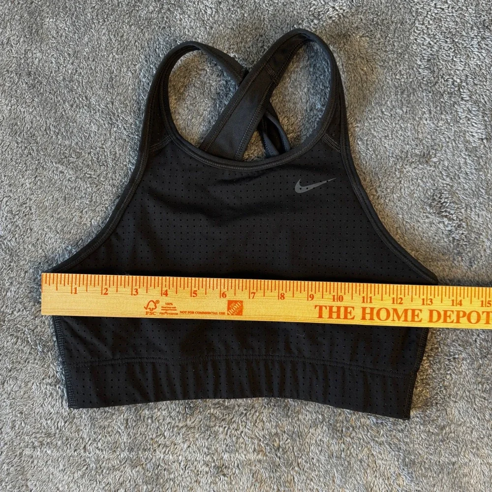 Nike Classic Cross Back Sports Bra Black Perforated Dri-FIT Medium Support Small